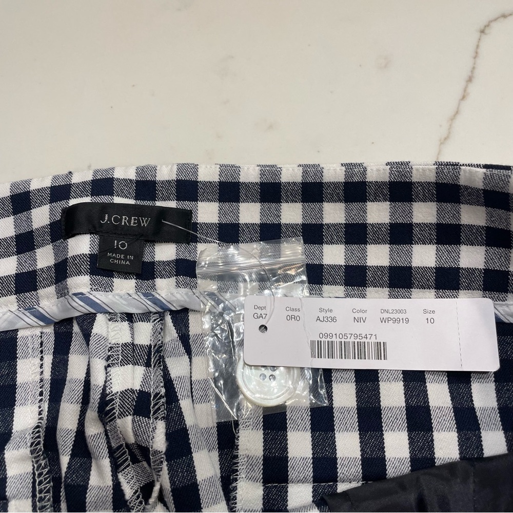 NEW J.Crew Women's Sz 10 Remi Gingham Cropped Blue White Pants Spring Summer NWT - Picture 8 of 12